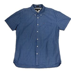 **Tommy Hilfiger Custom Fit Windowpane Button down Short Sleeve Shirt